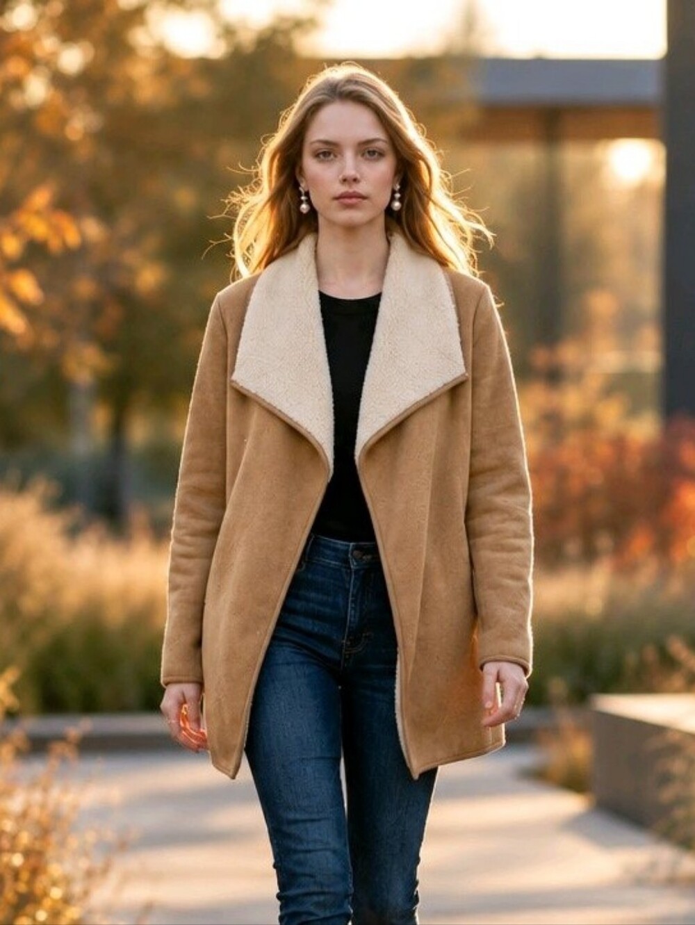 Nicole Miller Original Sherpa Lined Fleece Open Cardigan: Size - Medium